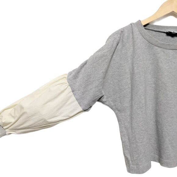 KINLY Mixed Media Balloon Sleeve Sweatshirt S - Picture 2 of 8